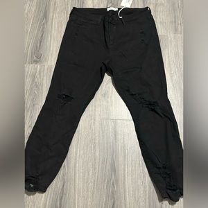 New black stretchy jeans ripped and cropped